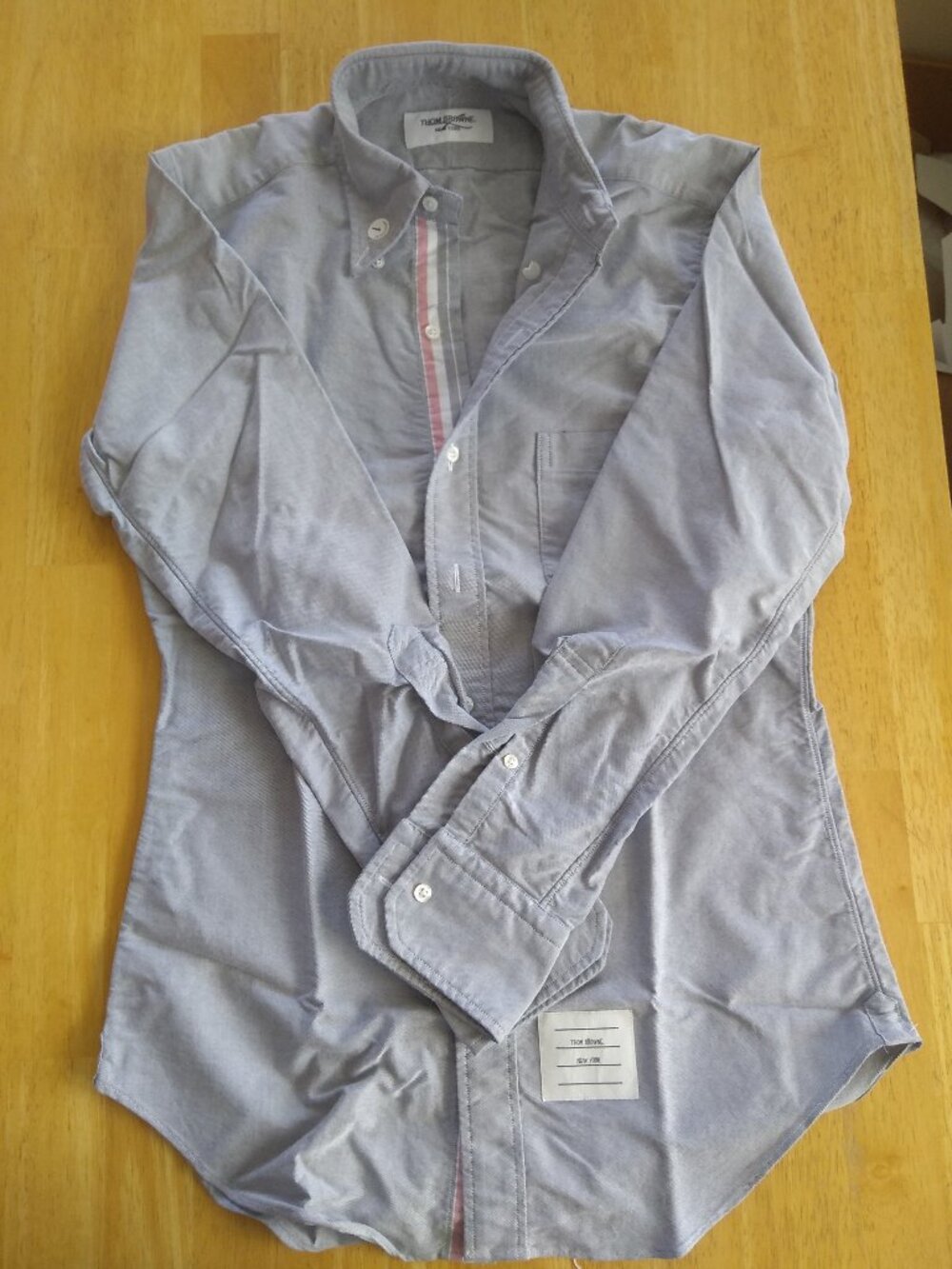 New Thom Browne Navy Oxford Woven Placket TB1 Small